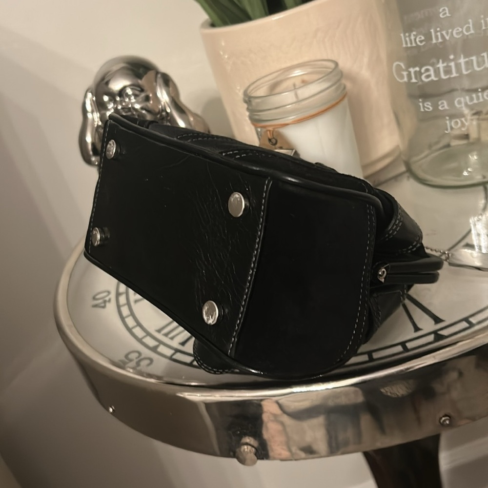 Coach Black Leather Mini Bag with Silver Buckle - Picture 4 of 8